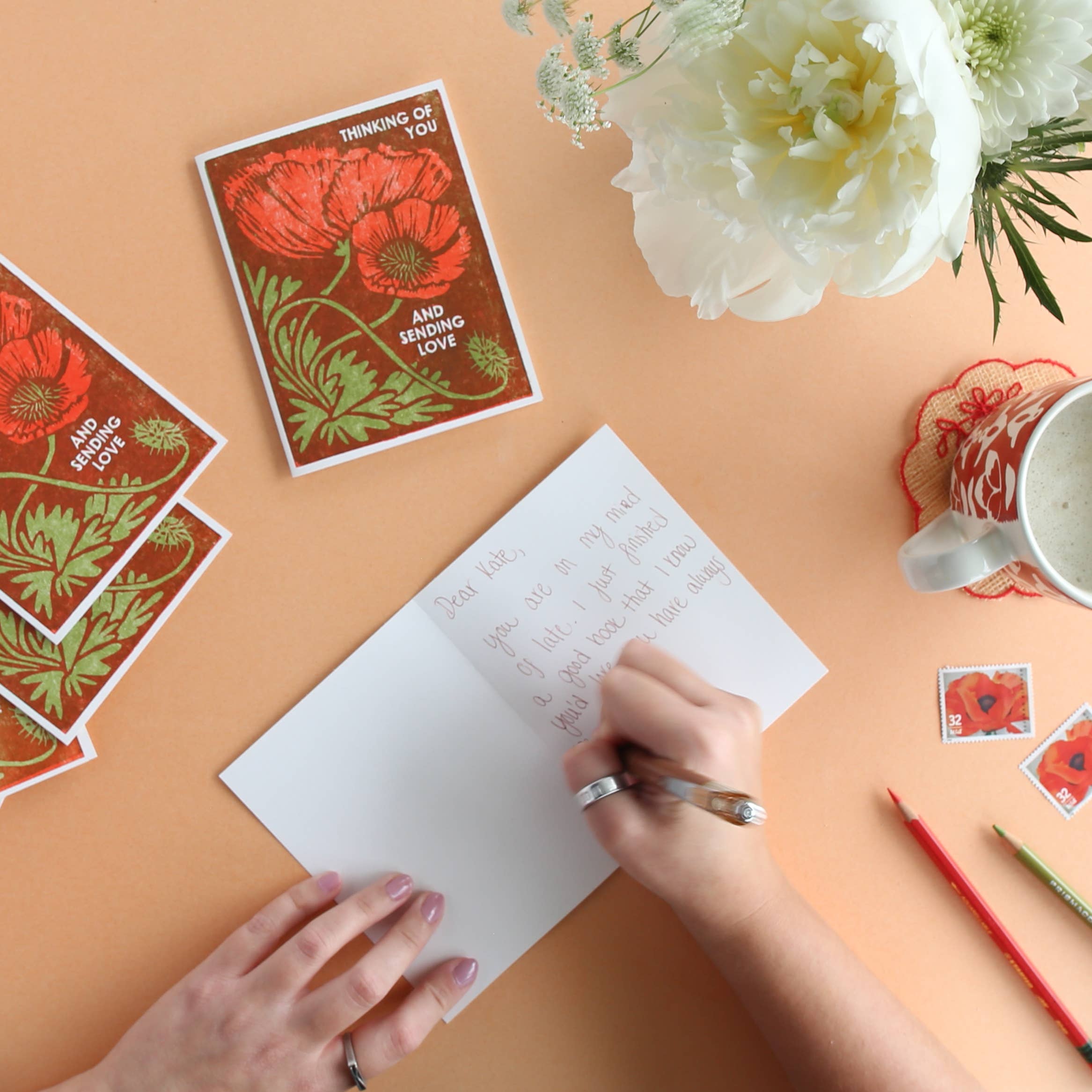 Thinking of You (Red Poppies) Friendship Card