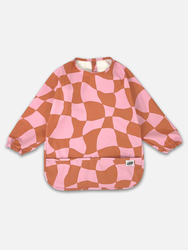 Milk Teeth Children's Smock Bib – Pink Checkers