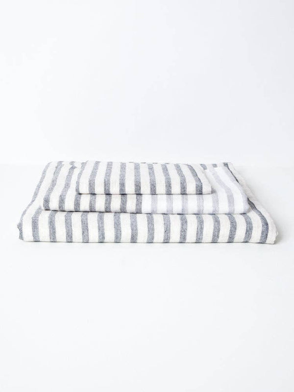 Japanese Linen Border Towel, Black Stripe – Hand Towel