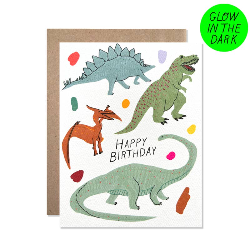 Happy Birthday Dinosaurs Card (Glow in the Dark)