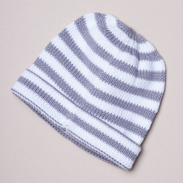Estella Organic Striped Baby Hat, Grey