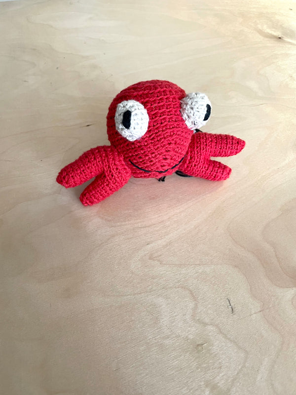 Hand Crocheted Crab Dog Toy