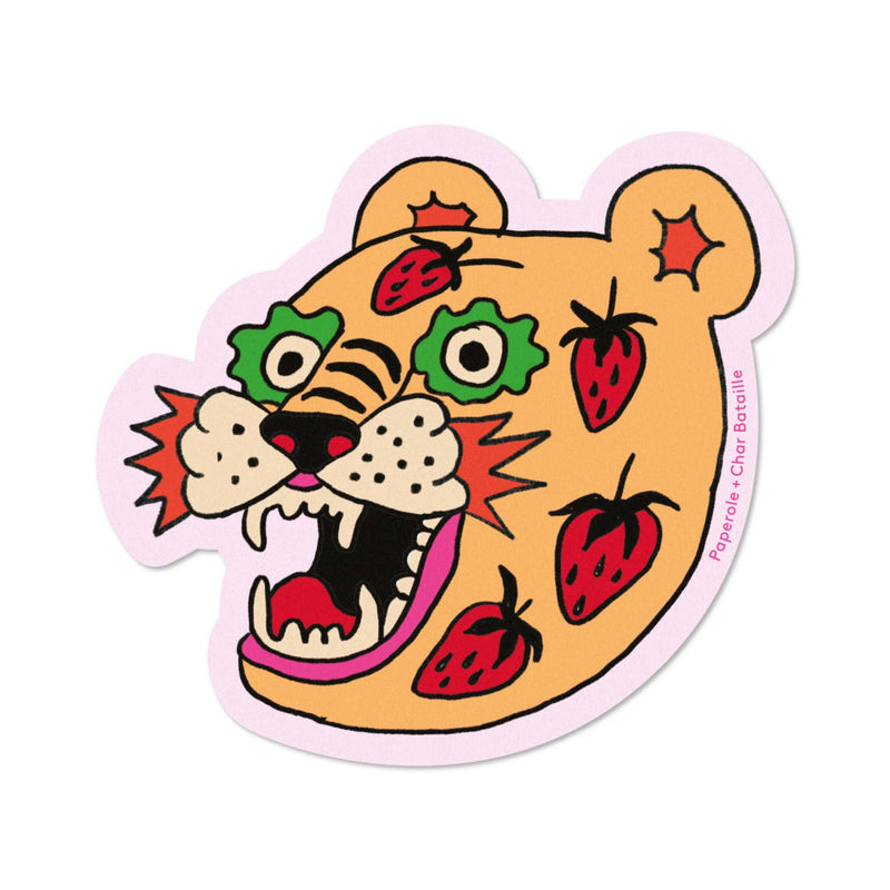 Paperole Strawberry Tiger Sticker
