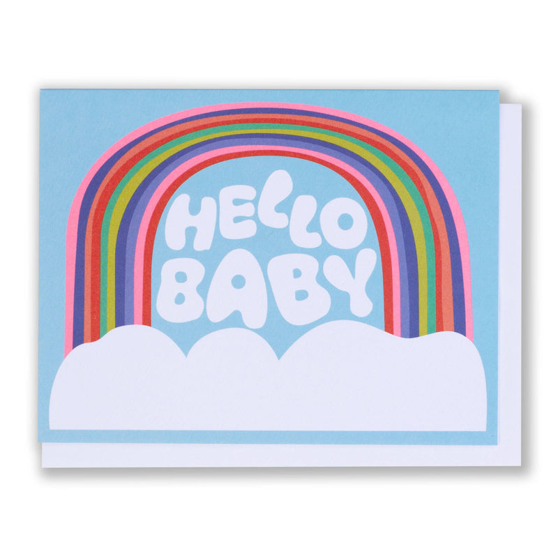 Hello Baby Rainbow & Clouds Card