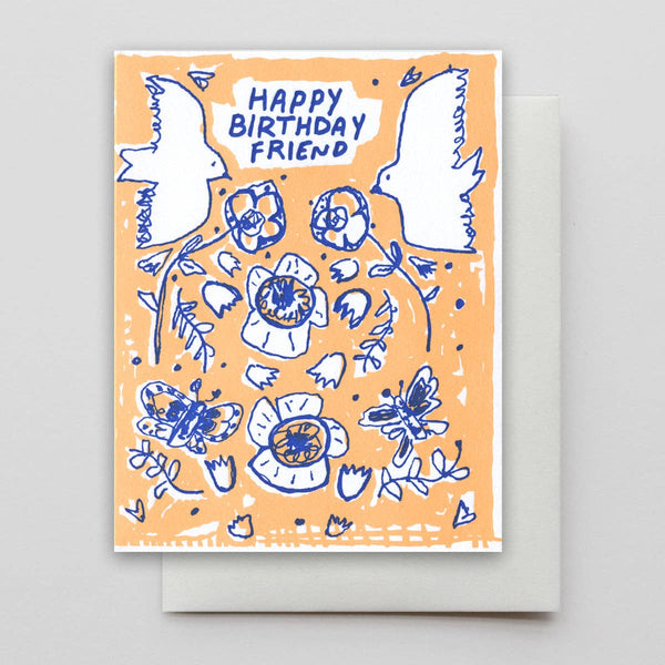 Happy Birthday Friend Birds & Butterflies Card