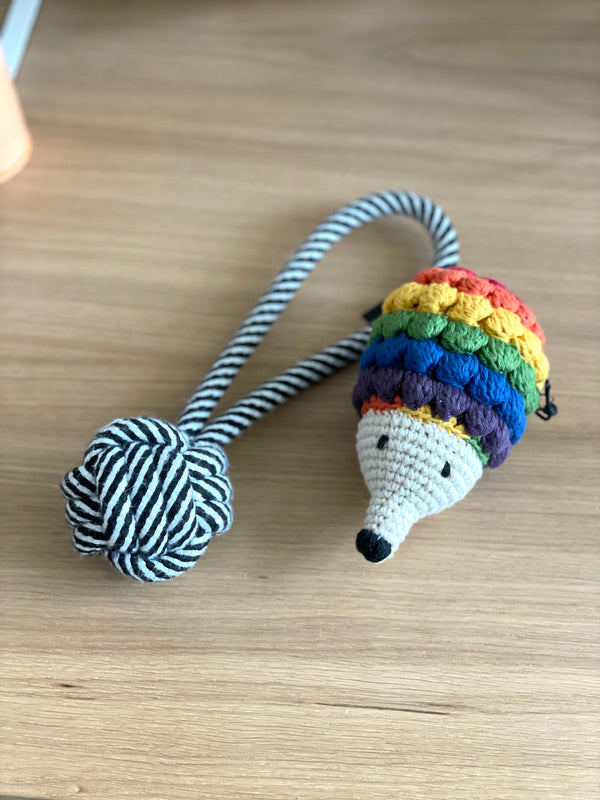 Ware of the Dog Hand Crocheted Hedgehog Dog Toy