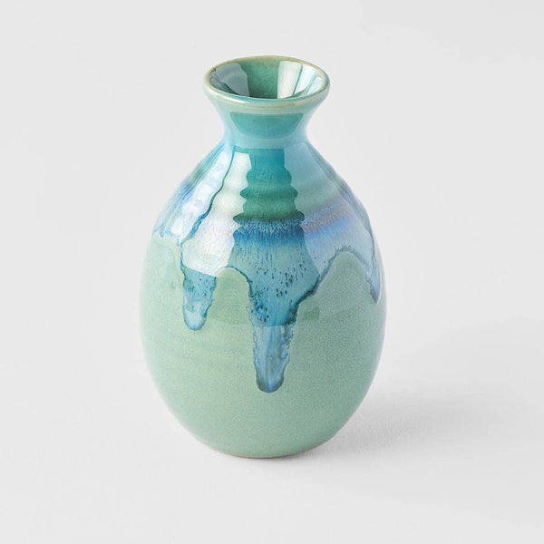 Made in Japan Sake jug – aqua and green drip