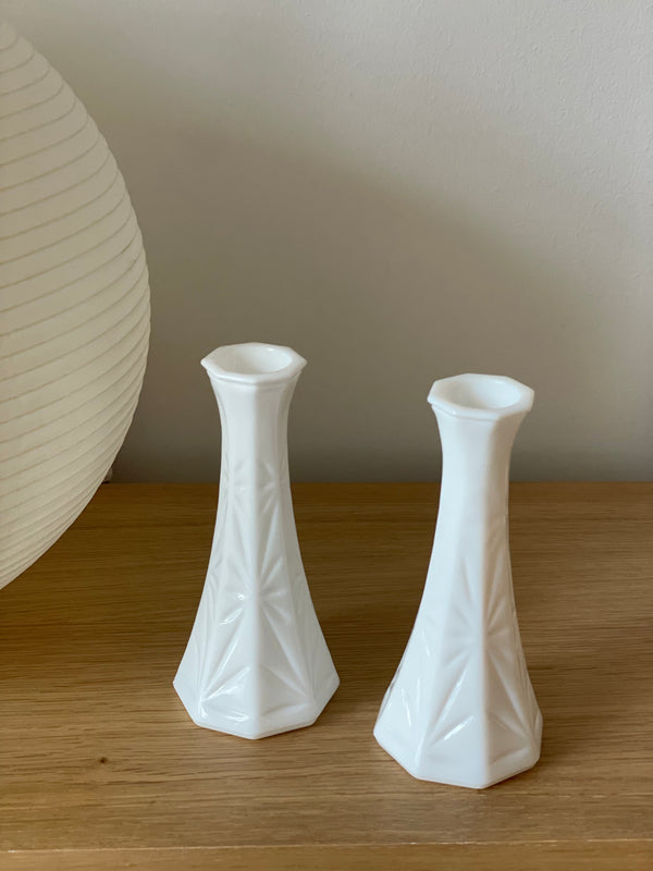 Vintage Hoosier Milk Glass Etched Vase