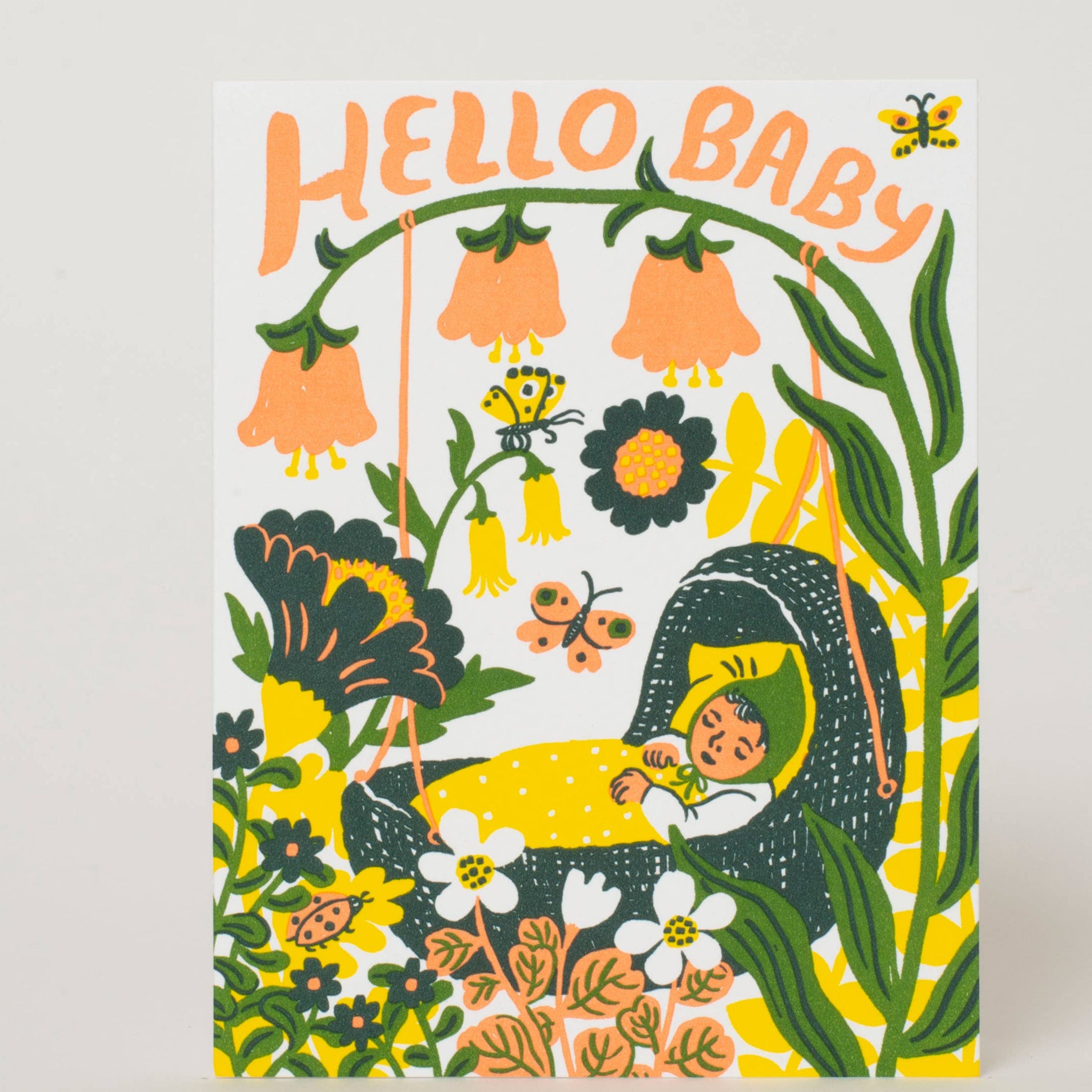 Hello Baby Bassinet Card by Phoebe Wahl