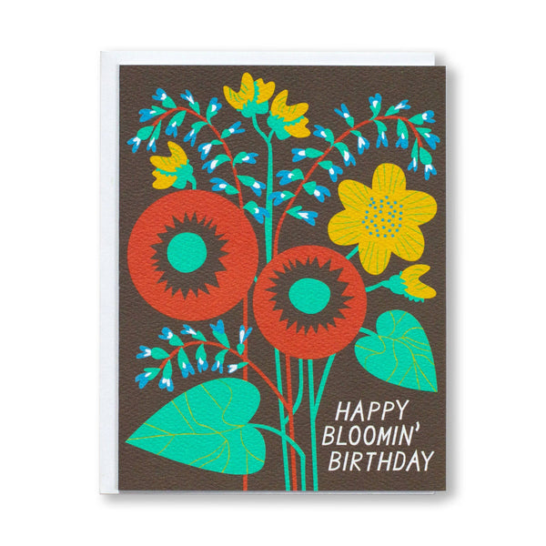 Brown Floral Happy Bloomin' Birthday Card