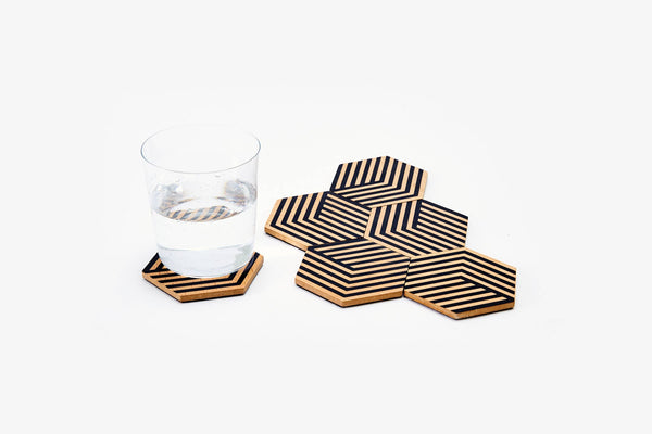 areaware Table Tiles Optic Coasters – Black