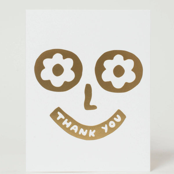 Thank You Gold Face Smile Card