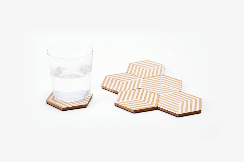 areaware Table Tiles Optic coasters - White