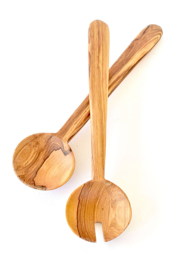 Wild Olive Wood Pendulum Salad Server Spoons