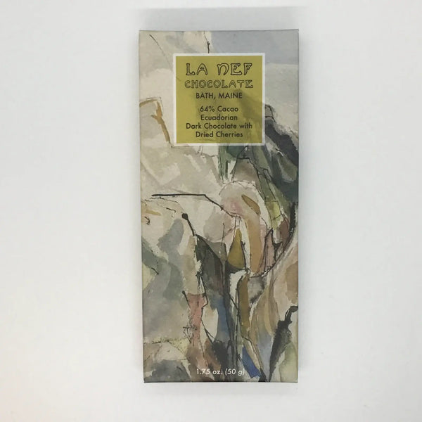 Dark Chocolate (64%) with Dried Cherries La Nef Chocolate
