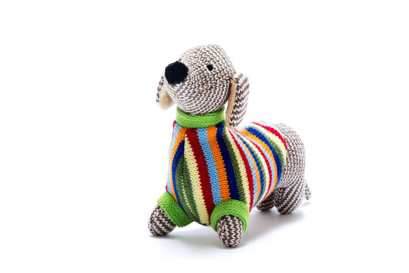 Best Years Sausage Dog Baby Rattle – Knitted Organic Cotton