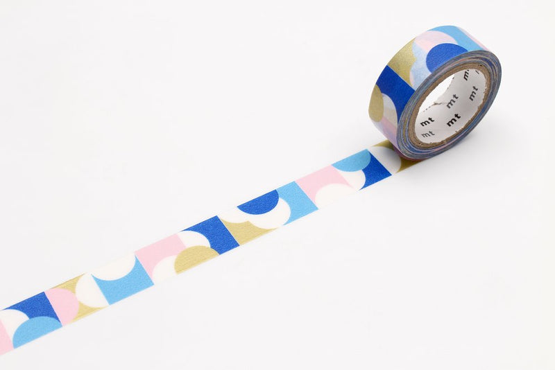 MT Washi Tape Single Roll – Half Circle Pink/Blue