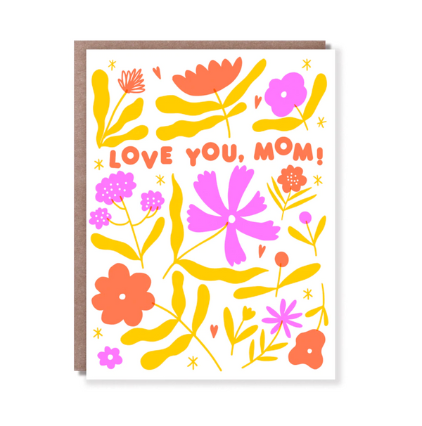 Love You Mom Scattered Floral Card