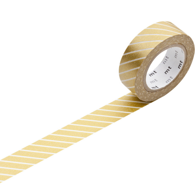 MT Washi Tape Single Roll – Wide Stripe Gold