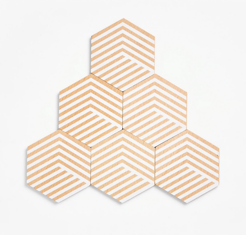 areaware Table Tiles Optic Coasters – White