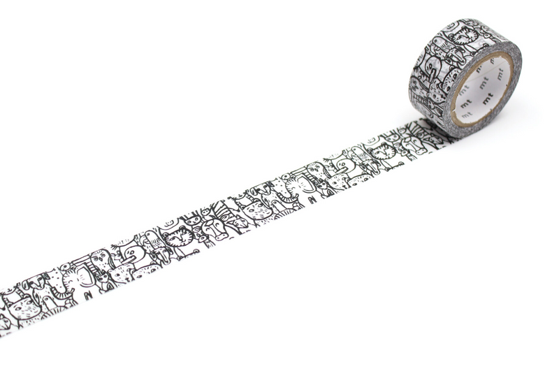 MT Washi Tape Single Roll – Cup of Therapy Animals (Wide)