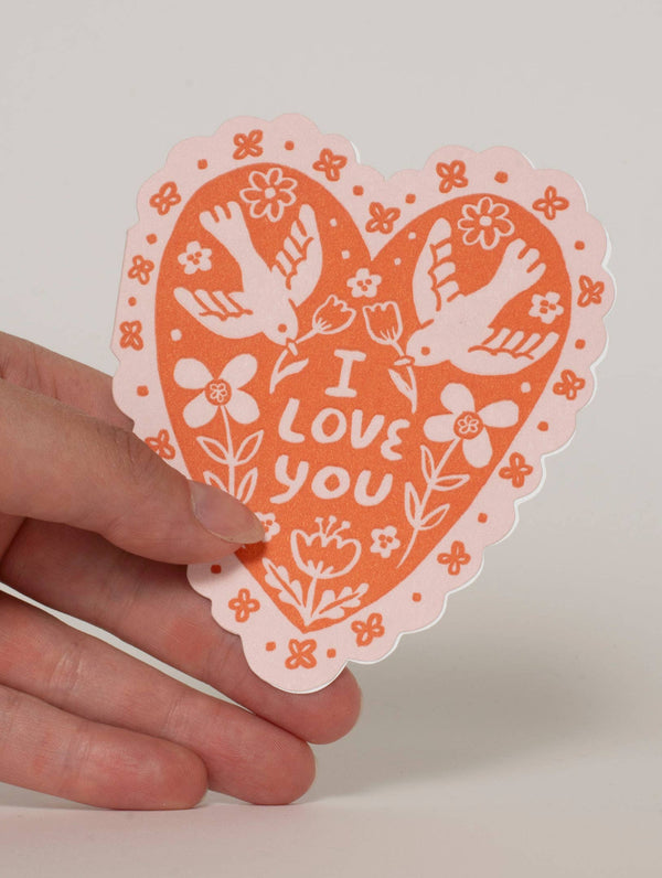 I Love You Heart Shaped Card by Phoebe Wahl