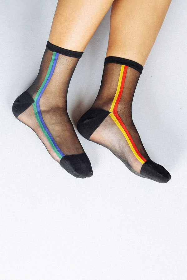 Voir Sheer Socks – Black Rainbow