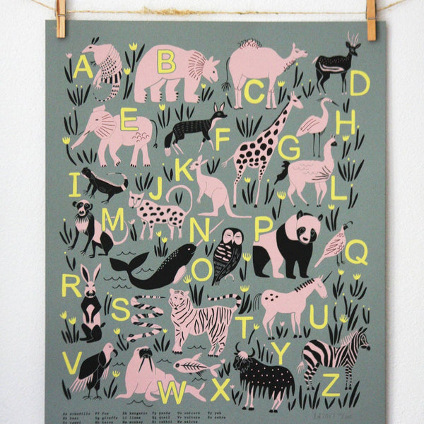 Animal Alphabet Poster / A-Z Animals Art Print by Kathryn Churn