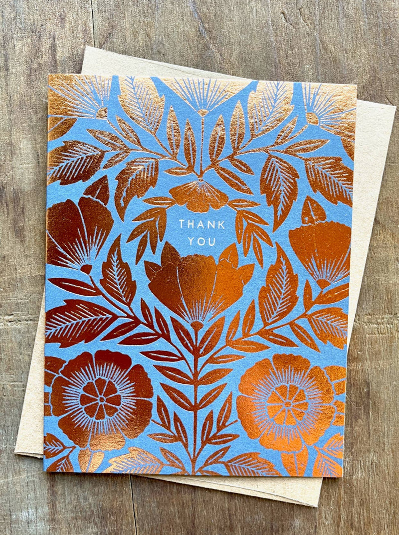 Thank You Foil Stamped Card – Copper Floral