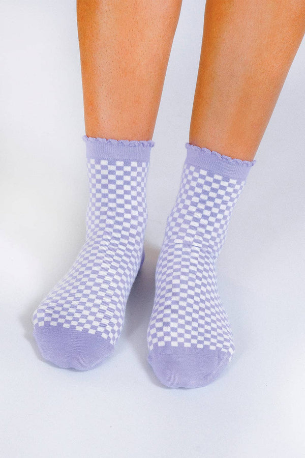 Annie Checkered Socks – Lavender